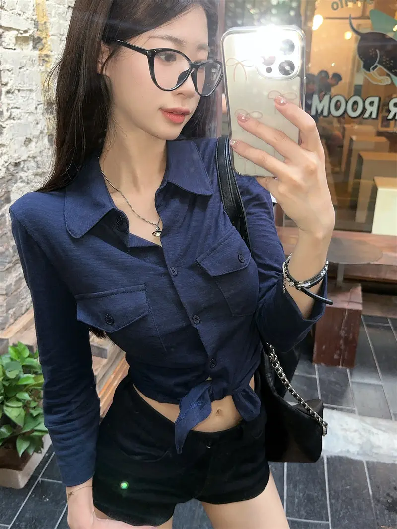 폴드 칼라 긴소매 슬림핏 가디건 상세 이미지 29