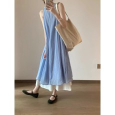 批发优质质量  背心吊带<b class='q'>连衣裙</b>女夏季新款海边<b class='q'>网纱</b>宽松气质长裙高级感