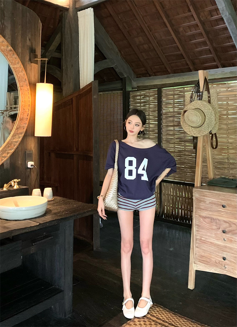 실사 정가 패션 레트로 품격 느긋한 루즈핏 알파벳 프린트 티셔츠 맨위