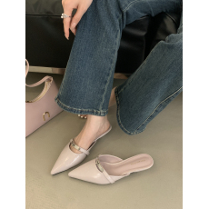 绝绝紫！尖头穆勒鞋女外穿2025春夏小猫跟半拖鞋包头凉拖鞋女