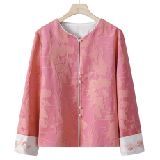 批发<b class='q'>杨幂</b><b class='q'>同款</b>新中式外套春新款女装国风真丝提花上衣时尚减龄洋气小衫