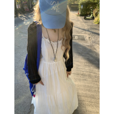 批发微胖2025夏季新款显白白色吊带连衣裙收腰显瘦甜美淑女吊带长裙子