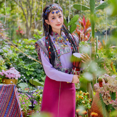 批发藏族服装西藏旅拍一片裹裙<b class='q'>民族</b>舞蹈演出服饰上衣+披肩+裙子三件套