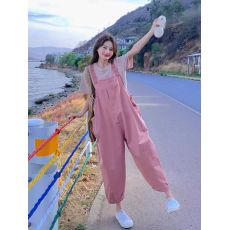 批发2025春夏新款奶fufu韩系减龄巴多安显瘦背带裤条纹T甜酷休闲套装