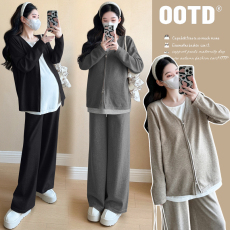 批发实拍~网红孕妇装2026早秋款时尚宽松大码假两件秋<b class='q'>冬</b>针织毛衣套装