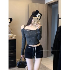 批发实拍~辣妹<b class='q'>高腰</b>休闲裤灰色<b class='q'>短裤</b>女夏季抽绳a字阔腿裤黑色运动裤