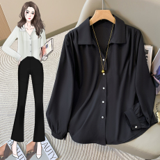 批发不议价法式v领衬衫女衬衣<b class='q'>职业</b>面试正装上衣长袖