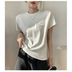 批发白色上衣女<b class='q'>夏季</b>新款简约优雅气质内搭打底圆领短袖T恤