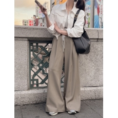 ins 韩版春季时尚简约小众系带显瘦百搭阔腿裤西装裤休闲裤