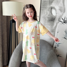批发[黛琳芬]100-170cm拉架棉短袖睡裙儿童睡衣夏天女孩童装家居服12