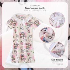 批发[黛琳芬]8-18码多个图案仿棉短袖睡裙儿童睡衣夏天女孩童装家居12