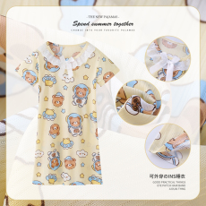 批发[黛琳芬]8-18码多个图案仿棉短袖睡裙儿童睡衣夏天女孩童装家居12