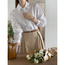 批发韩国chic 春季新款法式轻奢时尚气质拼接<b class='q'>衬衫</b>裙<b class='q'>长袖</b>连衣裙配腰带