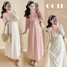 批发实拍大量现现 2026春夏<b class='q'>新款</b>法式小众设计感V领吊带裙+开衫两件套