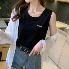 批发<b class='q'>实拍</b>后包领纯棉小吊带背心女内搭外穿夏短袖T恤无袖运动上衣