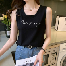 批发<b class='q'>实拍</b>后包领纯棉小吊带背心女内搭外穿夏短袖T恤无袖运动上衣