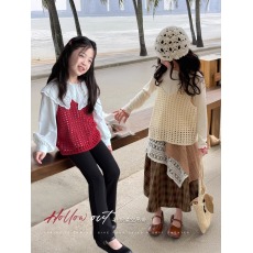 批发【叠穿感】童装女童针织吊带<b class='q'>春</b>季新款时髦洋气镂空宝宝上衣