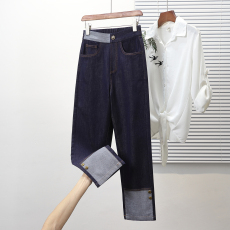 批发实拍2026春新新款大码弹力直筒九分牛仔女裤胖MM休闲高腰<b class='q'>韩版</b>女裤