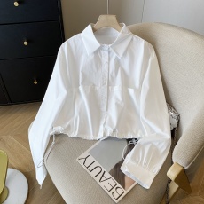 批发实拍2026气质法式白色衬衫女新款秋季漂亮小衫宽松短款上衣