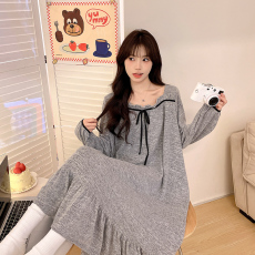 批发[黛琳芬]羊绒中长款长袖睡裙女士睡衣<b class='q'>春</b>秋季甜美家居服pajamas340