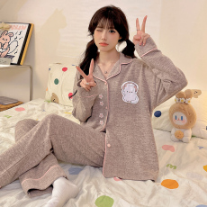 批发黛琳芬<b class='q'>羊绒</b>长袖长裤女士睡衣春秋季甜美两件套家居服pajamas340