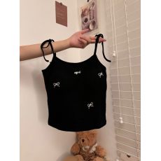 批发百合 已出货 罗纹 美式蝴蝶结绑带修身美背<b class='q'>通勤</b>上衣