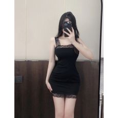 批发满天星 已出货 罗纹 纯欲性感吊带连衣裙夏季黑色包臀<b class='q'>裙子</b>