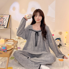 批发黛琳芬羊绒长袖长裤女士睡衣春秋季甜美两件套家居服pajamas340