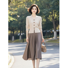 批发早春穿搭一整套重要场合绝美气质2026超火国风<b class='q'>羊绒</b><b class='q'>开衫</b>两件套装裙