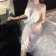 批发<b class='q'>性感</b>睡衣女网纱吊带<b class='q'>睡裙</b>带胸垫中长款纯欲风家居服高级感轻奢风