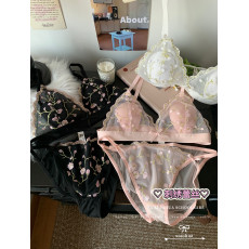 批发实价实拍 蕾丝刺绣法式三角杯内衣超薄款无钢圈兔耳杯文胸罩