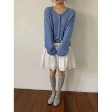 批发马海毛圆领镂空<b class='q'>针织</b><b class='q'>开衫</b>女2026春季设计感外搭短款外套上衣