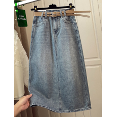 批发2026后开叉牛仔半身裙新款高腰遮胯a字春<b class='q'>夏</b>中长款复古包臀裙子潮