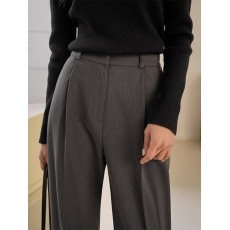 批发窄版阔腿长裤<b class='q'>女士</b>春秋款坠感通勤职业灰色西装裤宽松休闲直筒