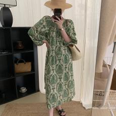 批发2025<b class='q'>春</b>夏装韩国chic优雅满屏碎花系带宽松灯笼袖连衣裙M-4XL200斤