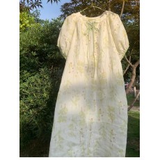 批发<b class='q'>清仓</b>捡漏~专柜外贸女装今年流行薄荷曼波风绿色碎花棉麻连衣长裙