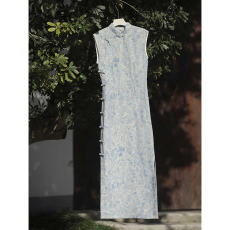 批发新中式旗袍2026新款古法全开襟<b class='q'>青花瓷</b>国风<b class='q'>连衣裙</b>修身素雅