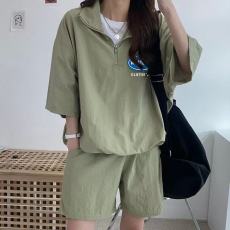 批发<b class='q'>韩版</b>休闲<b class='q'>运动服</b>套装女夏季2025新款短袖短裤校园风