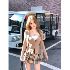 批发首尔斯托千金感针织开衫毛衣女内搭撞色条纹收腰小香风打底<b class='q'>秋</b>