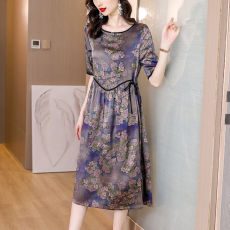 批发真丝桑蚕丝<b class='q'>连衣裙</b>女夏2025新款香云纱国际大品牌杭州高端妈妈裙子