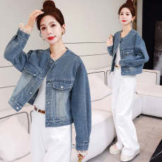 批发实拍2026春季新款牛仔外套女<b class='q'>蕾丝</b>拼接短款夹克设计感小个子上衣潮