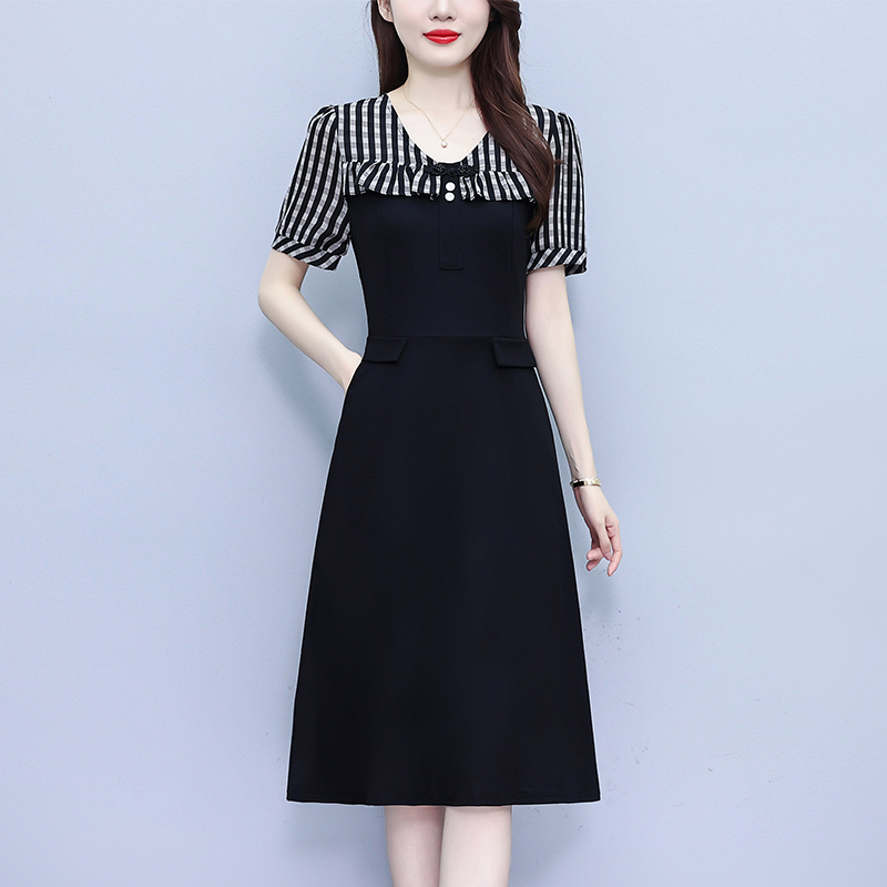 빅 사이즈 여성 의류 지방 mm 긴팔 프린트 드레스 여름 새로운 외국 가스 패션 몸매 가꾸기 슬림해 보이는 중년 어머니 드레스