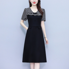 批发大码女装胖mm长袖印花<b class='q'>连衣裙</b>夏季新款洋气时尚修身显瘦中年妈妈装