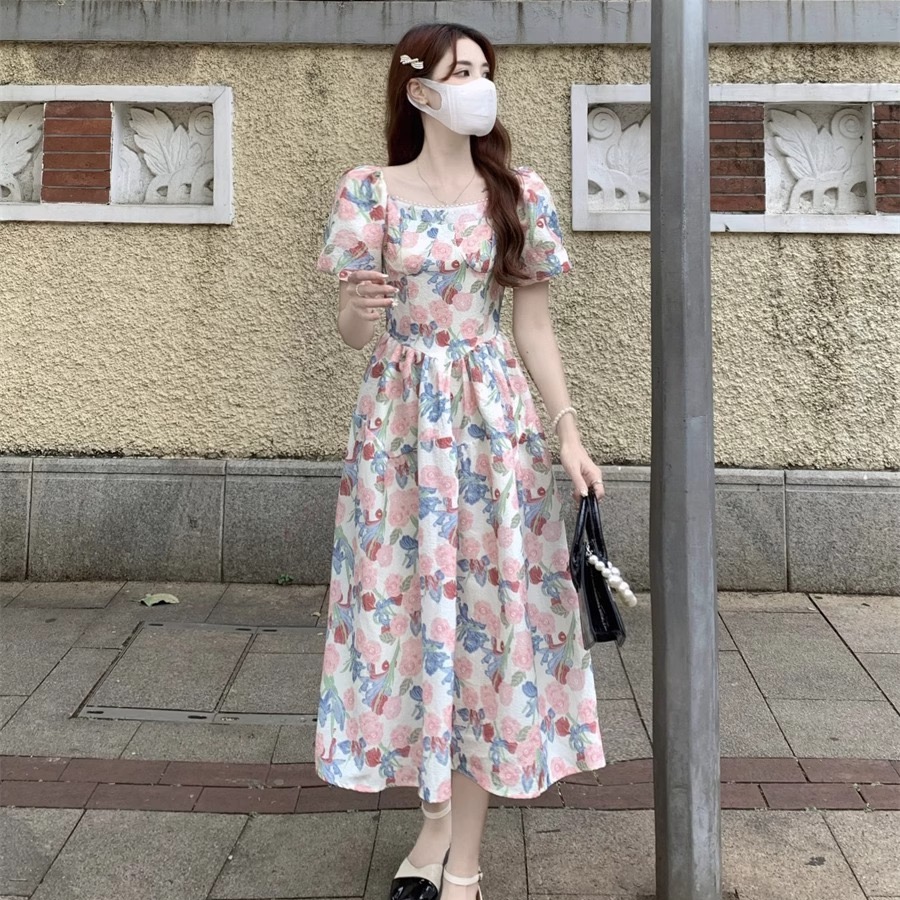 MY1277# 有里布 法式高级感气质碎花连衣裙收腰显瘦初恋仙女长裙子女裝貨源服裝批發
