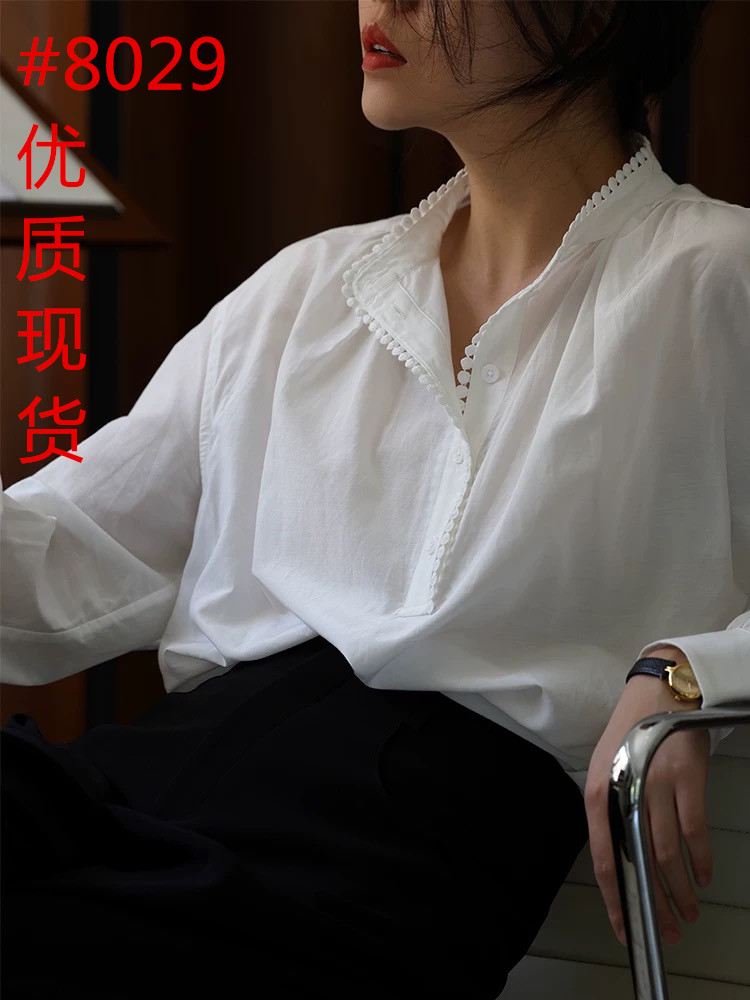 통통한 여동생 몸매 가꾸기 슬림해 보이는 빅 사이즈 여성 의류 레트로 영국식 작은 스탠드 칼라 봄 여름 긴팔 셔츠 국방 사이 셔츠