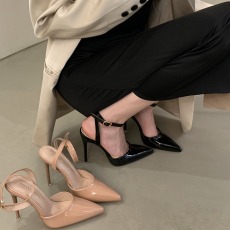 批发简约时尚一字扣带高跟鞋女2025夏季新款尖头细跟御姐网红包头凉鞋