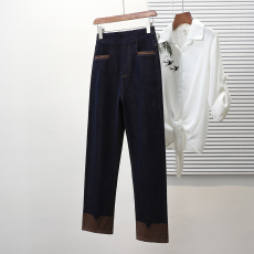 批发实拍春新款大码直筒九分牛仔女裤胖MM<b class='q'>弹力</b>松紧腰休闲高腰女裤