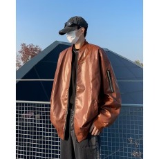 批发春<b class='q'>秋</b>季韩版机车皮衣外套男宽松潮流帅气黑色复古美式潮牌皮夹克男