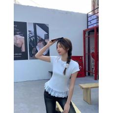 批发百合 已出货 <b class='q'>莫代尔</b>面料 260克 花边短袖<b class='q'>T</b><b class='q'>恤</b>女夏季上衣