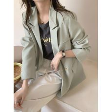 批发绿色<b class='q'>小西装</b>外套女气质百搭2025春秋新款小个子上衣休闲咖色西服潮